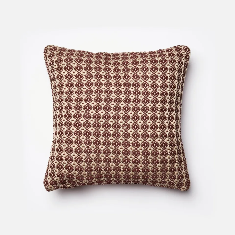 PILLOWS - BRICK / BEIGE - 18" X 18" Cover w/Down
