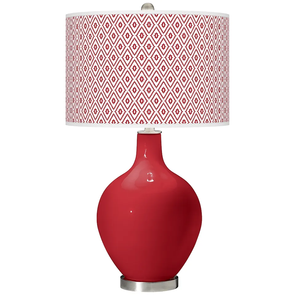 Color Plus Ovo 28 1/2" High Diamonds Shade Ribbon Red Table Lamp