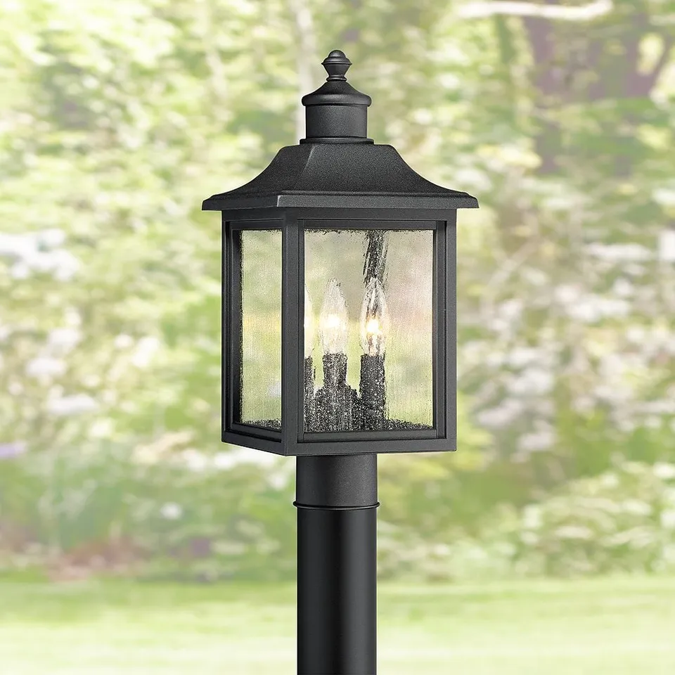 John Timberland Moray Bay 17" High Black 3-Light Outdoor Post Light