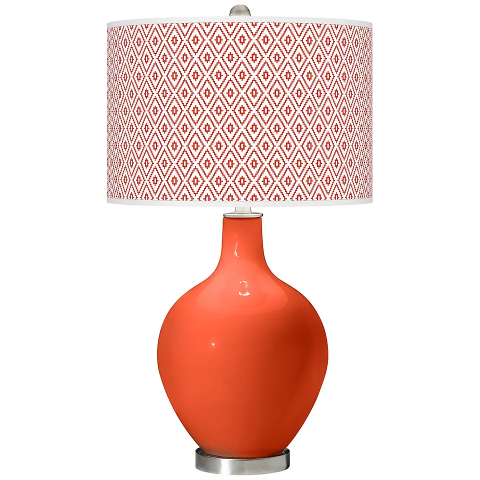 Color Plus Ovo 28 1/2" High Diamonds Shade Daredevil Orange Table Lamp