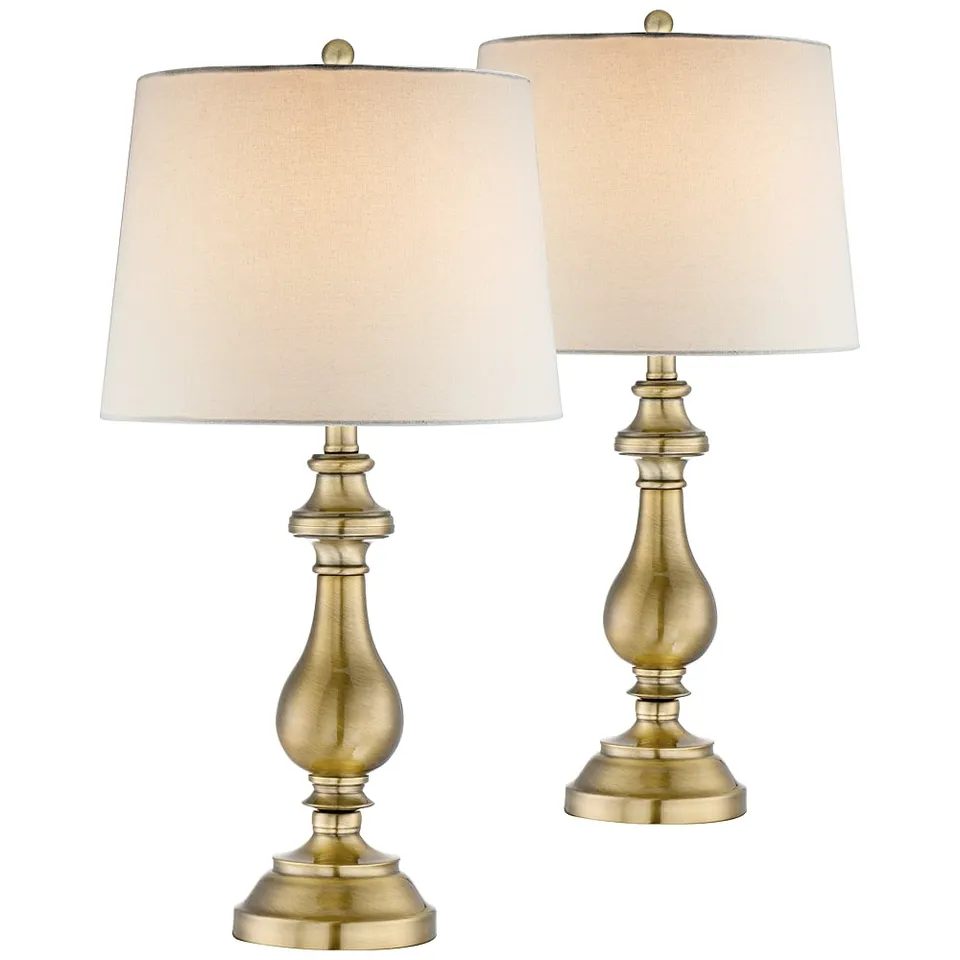 Regency Hill Fairlee 26" Brass Candlestick Table Lamps Set of 2