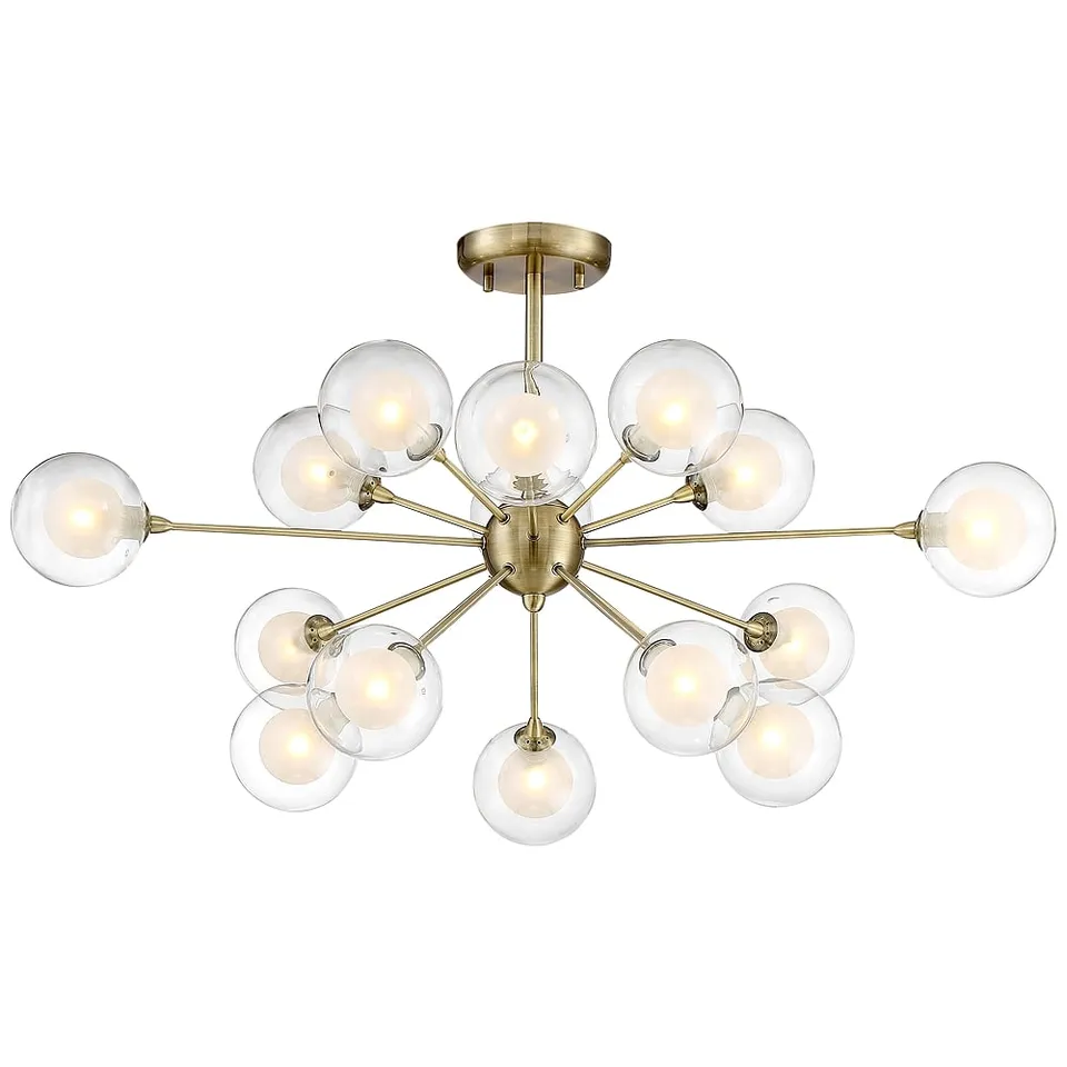 Possini Euro Nimbus 30 1/2" 15-Light Glass Brass Sputnik Ceiling Light