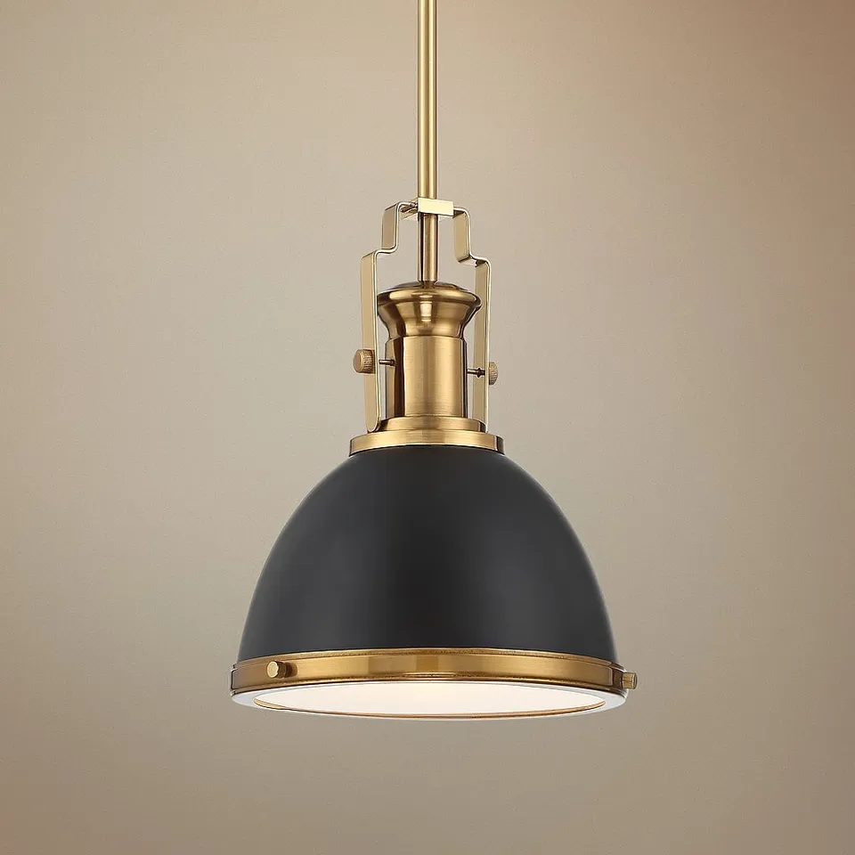 Possini Euro Posey 9 1/2" Wide Black and Brass Dome Mini Pendant