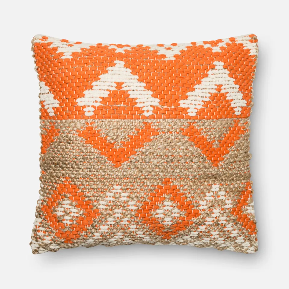 PILLOWS - ORANGE / BEIGE - 22" X 22" Cover Only