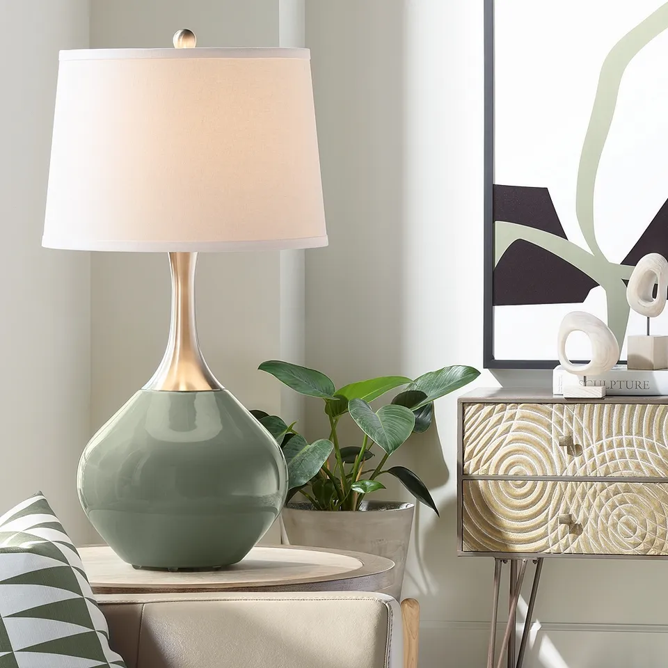 Color Plus Spencer 31" Modern Deep Lichen Green Table Lamp