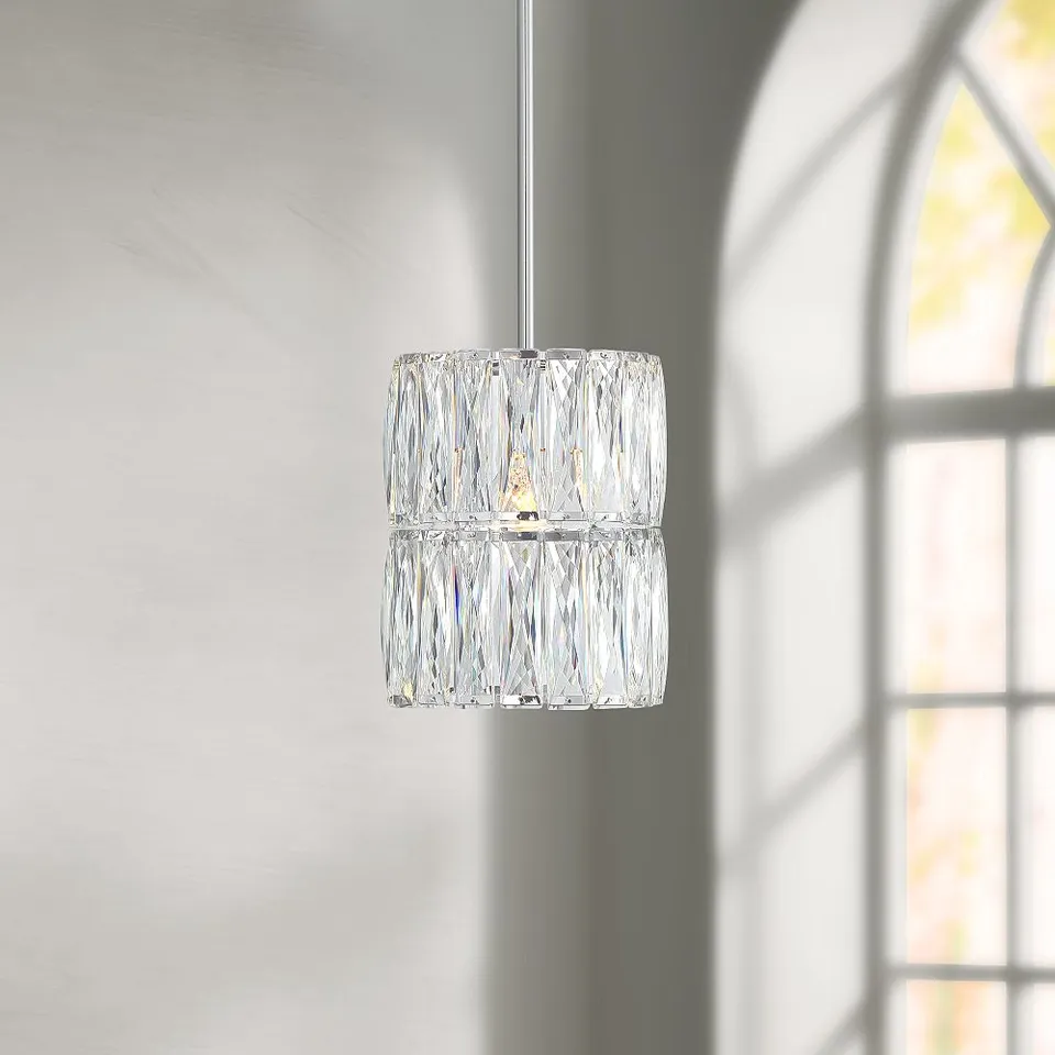 Possini Euro Camryn 7 3/4" Modern Chrome and Crystal Mini Pendant
