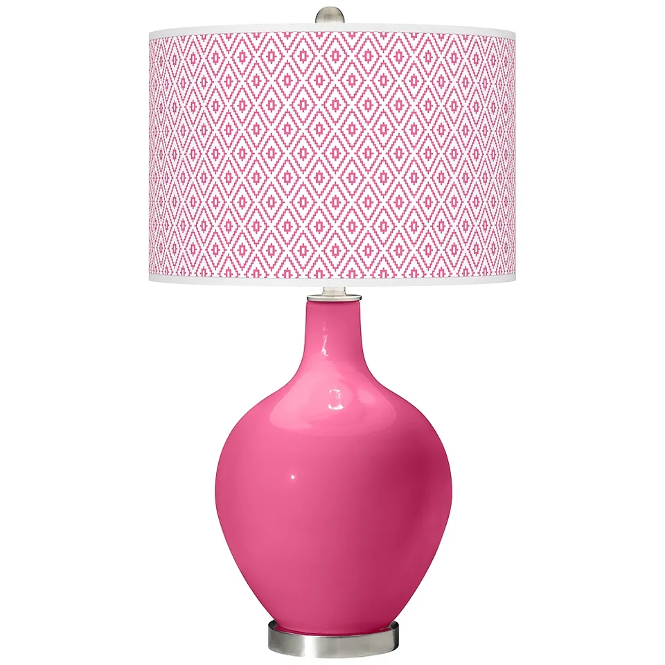Color Plus Ovo 28 1/2" High Diamonds Shade Blossom Pink Table Lamp