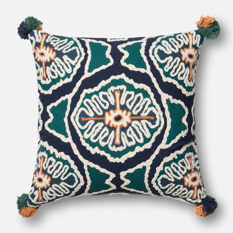 Loloi x Justina Blakeney collection - BLUE / TEAL - 22" X 22" Cover Only
