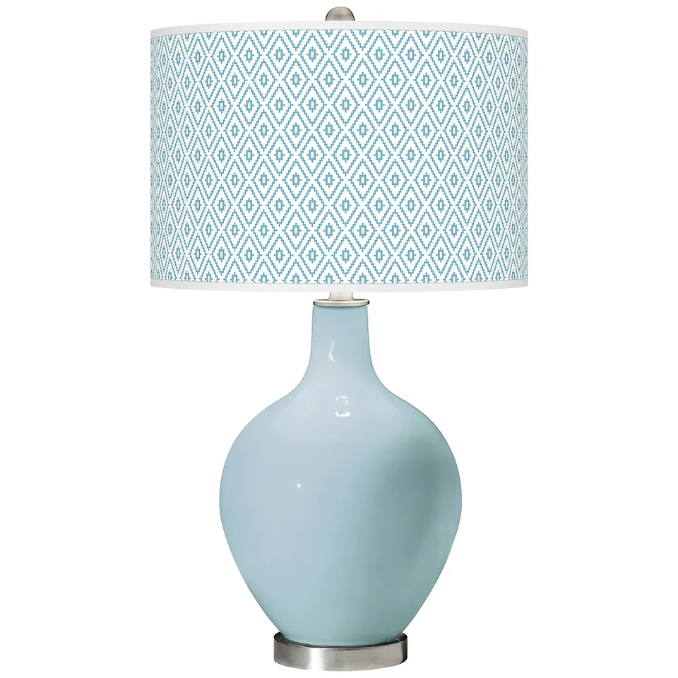 Color Plus Ovo 28 1/2" High Diamonds Shade Vast Sky Blue Table Lamp