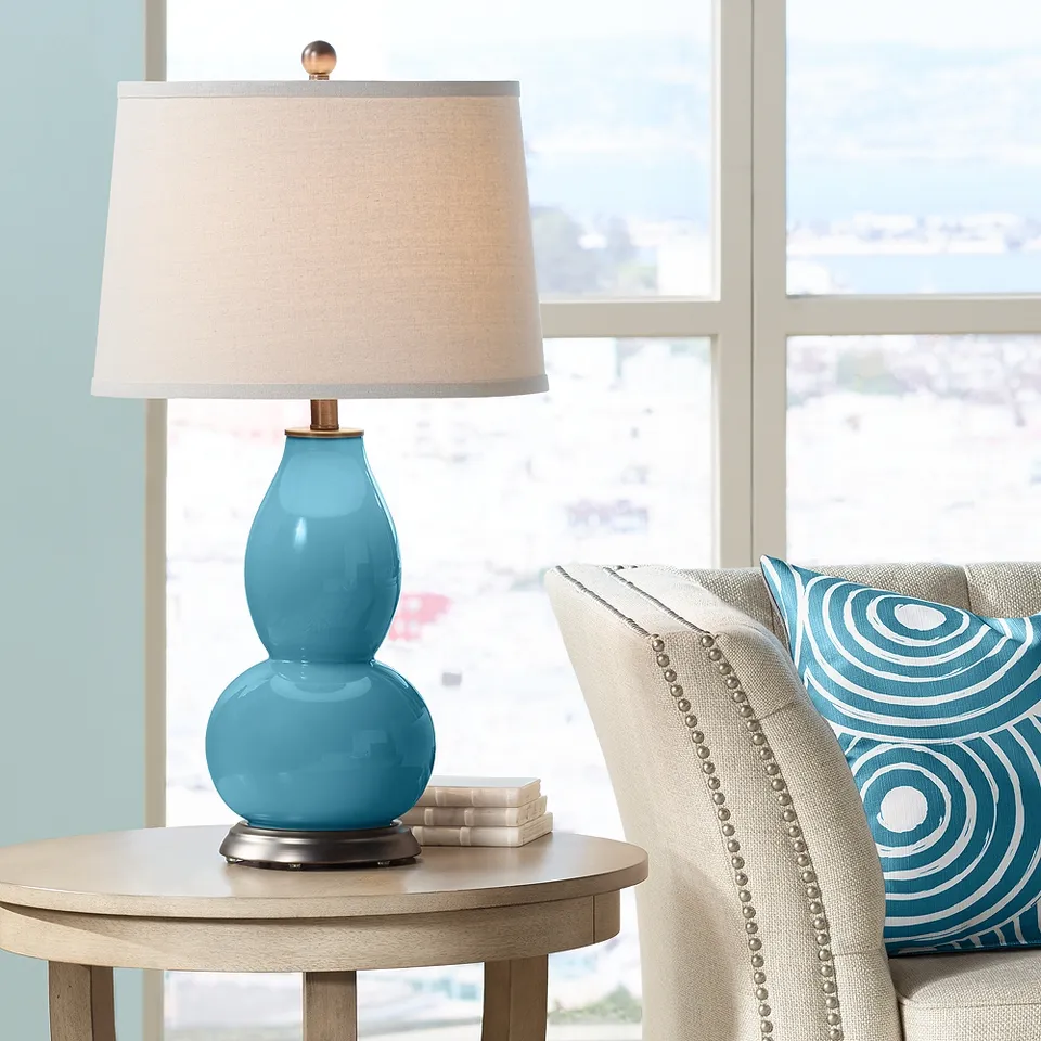 Color Plus Double Gourd 28 3/4" High Great Falls Blue Table Lamp