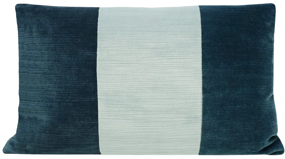THE LITTLE LUMBAR :: STRIE VELVET // HARBOUR BLUE + SPA BLUE - SWATCH 4" X 4"