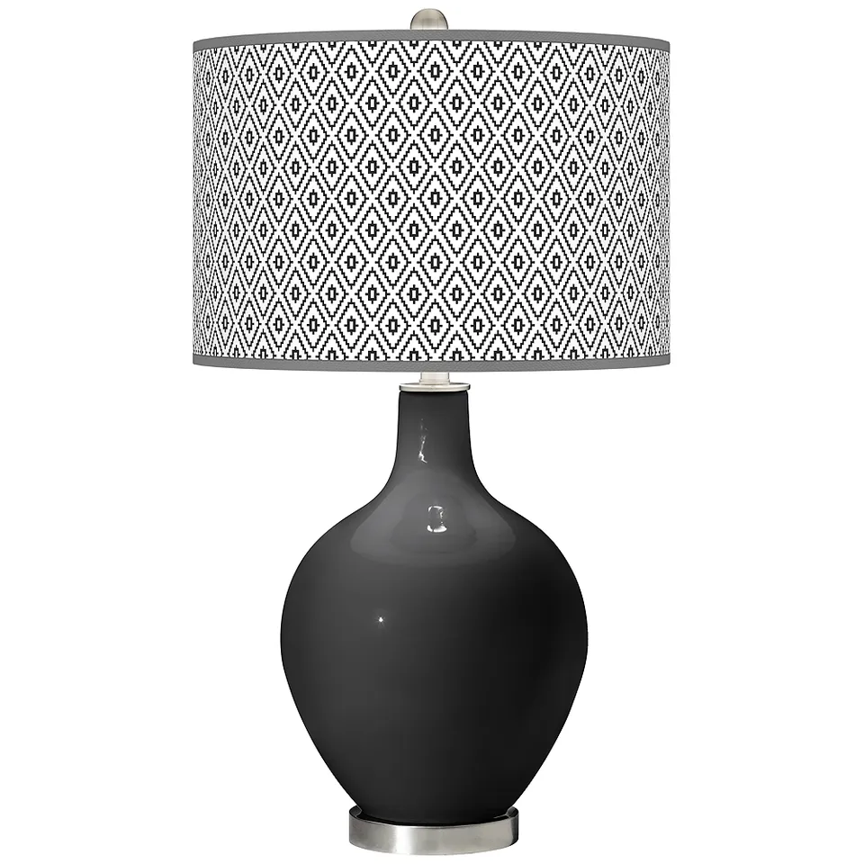 Color Plus Ovo 28 1/2" High Diamonds Shade Tricorn Black Table Lamp