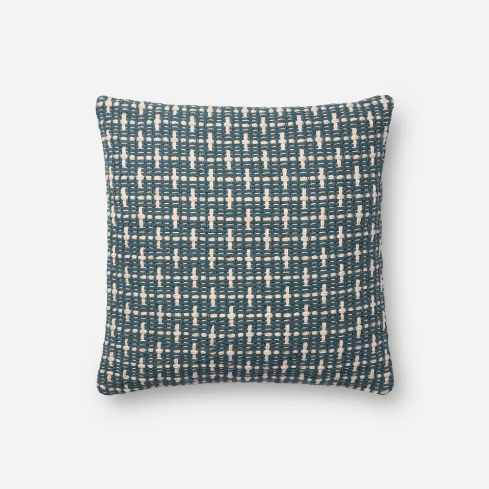 Magnolia Woven Throw Pillow, Blue, 18" x 18"