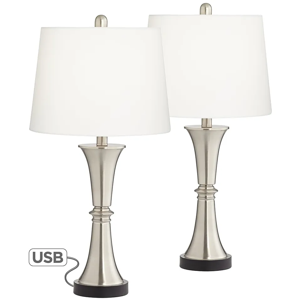 Possini Euro Seymore 26" LED Modern USB Touch Table Lamps Set of 2