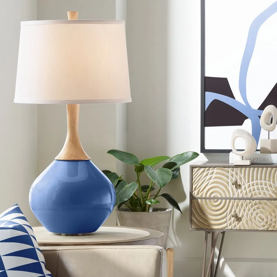 Color Plus Wexler 31" White Shade Monaco Blue Table Lamp