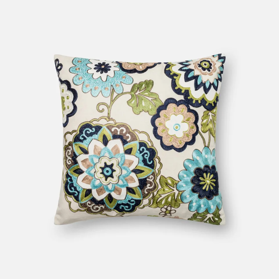 PILLOWS - GREEN / MULTI - 18" X 18" Cover w/Down