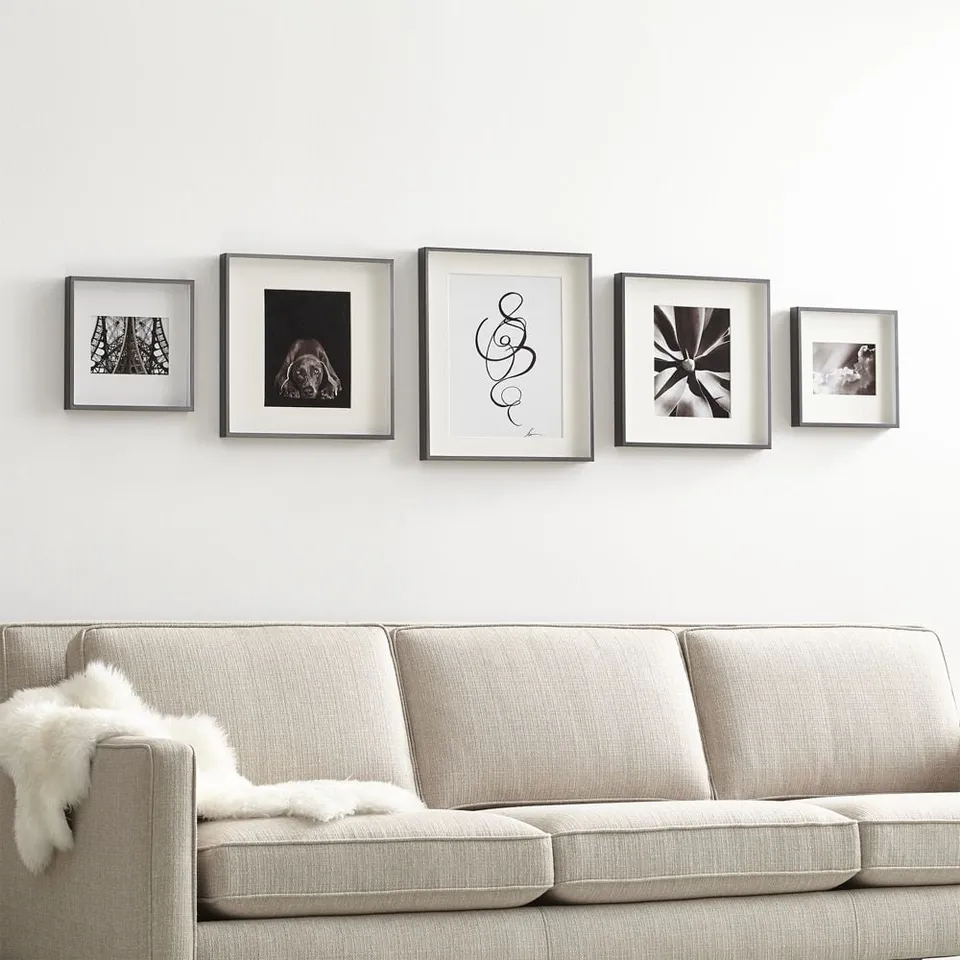 Brushed Black Picture Frame Gallery, Set of 5