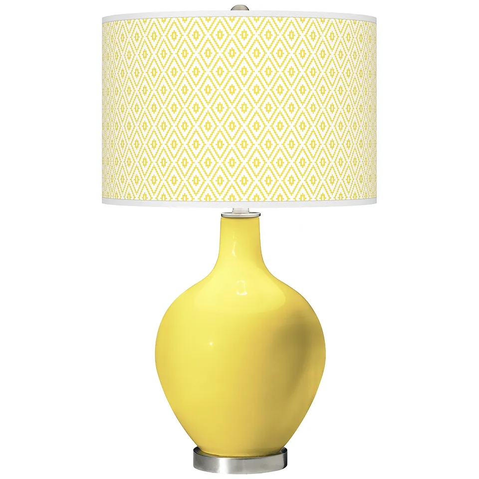 Color Plus Ovo 28 1/2" Diamonds Shade Lemon Twist Yellow Table Lamp