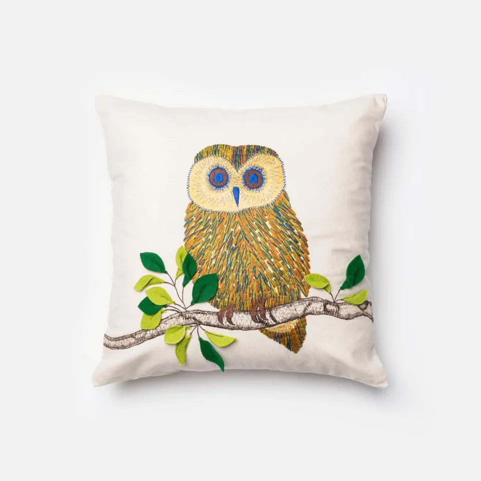 PILLOWS - IVORY / MULTI - 18" X 18" Cover w/Down