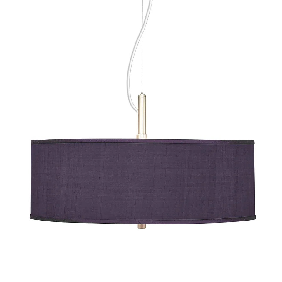 Possini Euro 20" Wide Textured Faux Silk Eggplant Purple Pendant