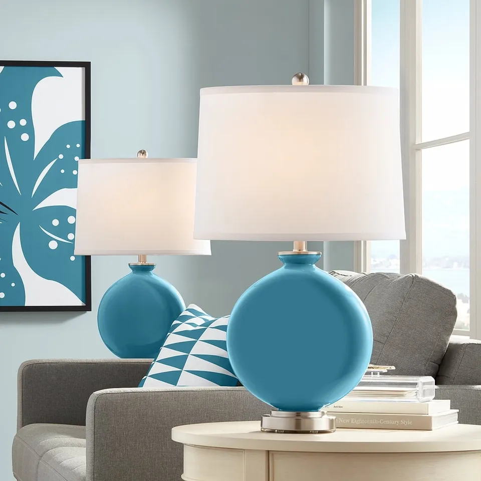 Color Plus Carrie 26 1/2" Great Falls Blue Table Lamps Set of 2