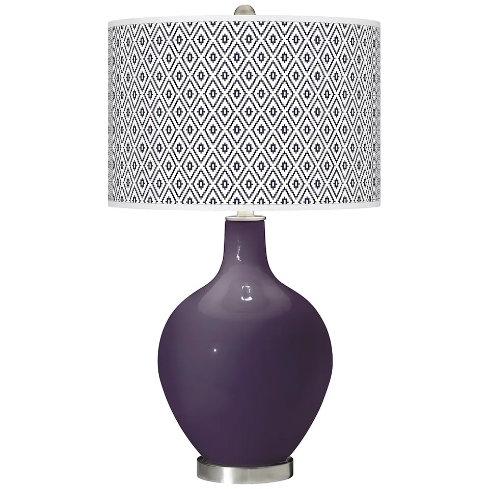 Color Plus Ovo 28 1/2" Diamonds Shade Quixotic Plum Purple Table Lamp