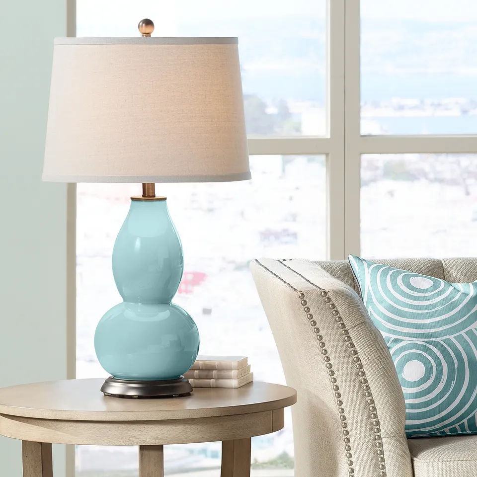Color Plus Double Gourd 28 3/4" High Raindrop Blue Table Lamp