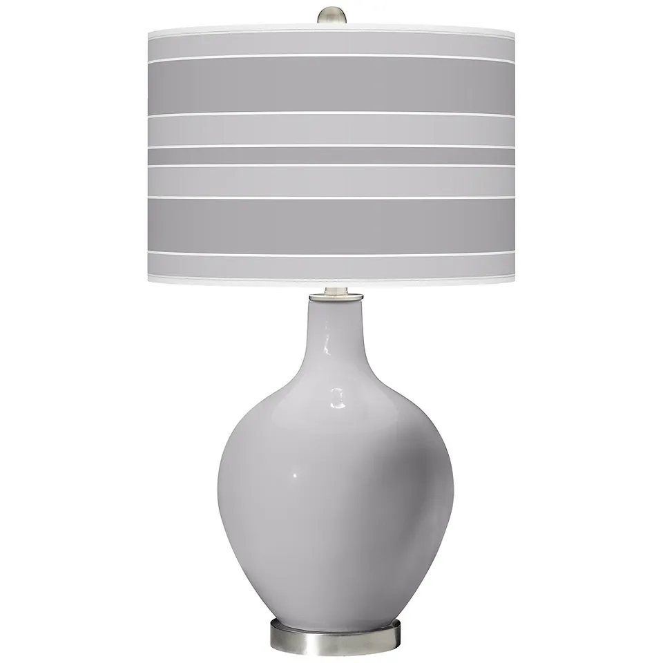 Color Plus Ovo 28 1/2" Bold Stripe Shade Swanky Gray Table Lamp