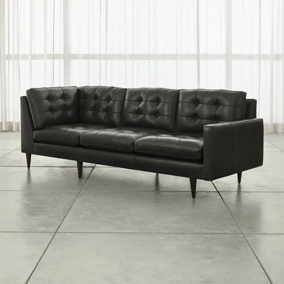 Petrie Leather Midcentury Right-Arm Corner Sofa Sectional Piece