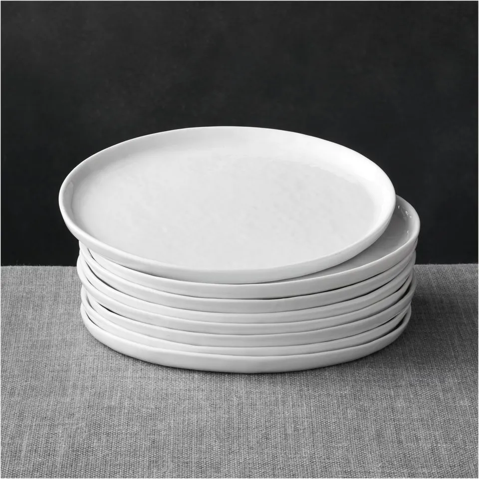 Mercer White Round Porcelain Salad Plates, Set of 8