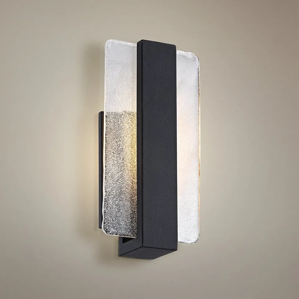 Possini Euro Cascadia 11 3/4" High Black Piastra Glass LED Wall Sconce