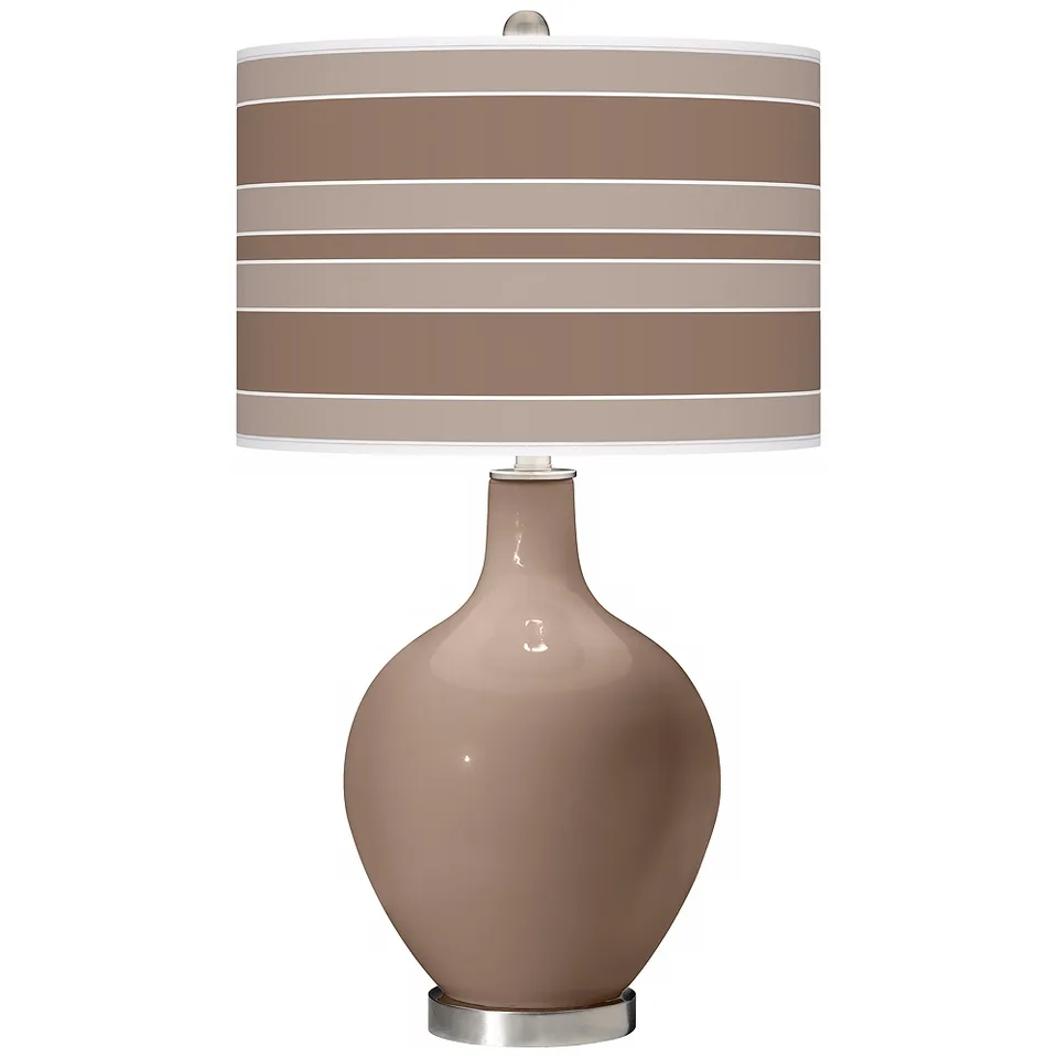 Color Plus Ovo 28 1/2" Bold Stripe Shade Mocha Brown Glass Table Lamp