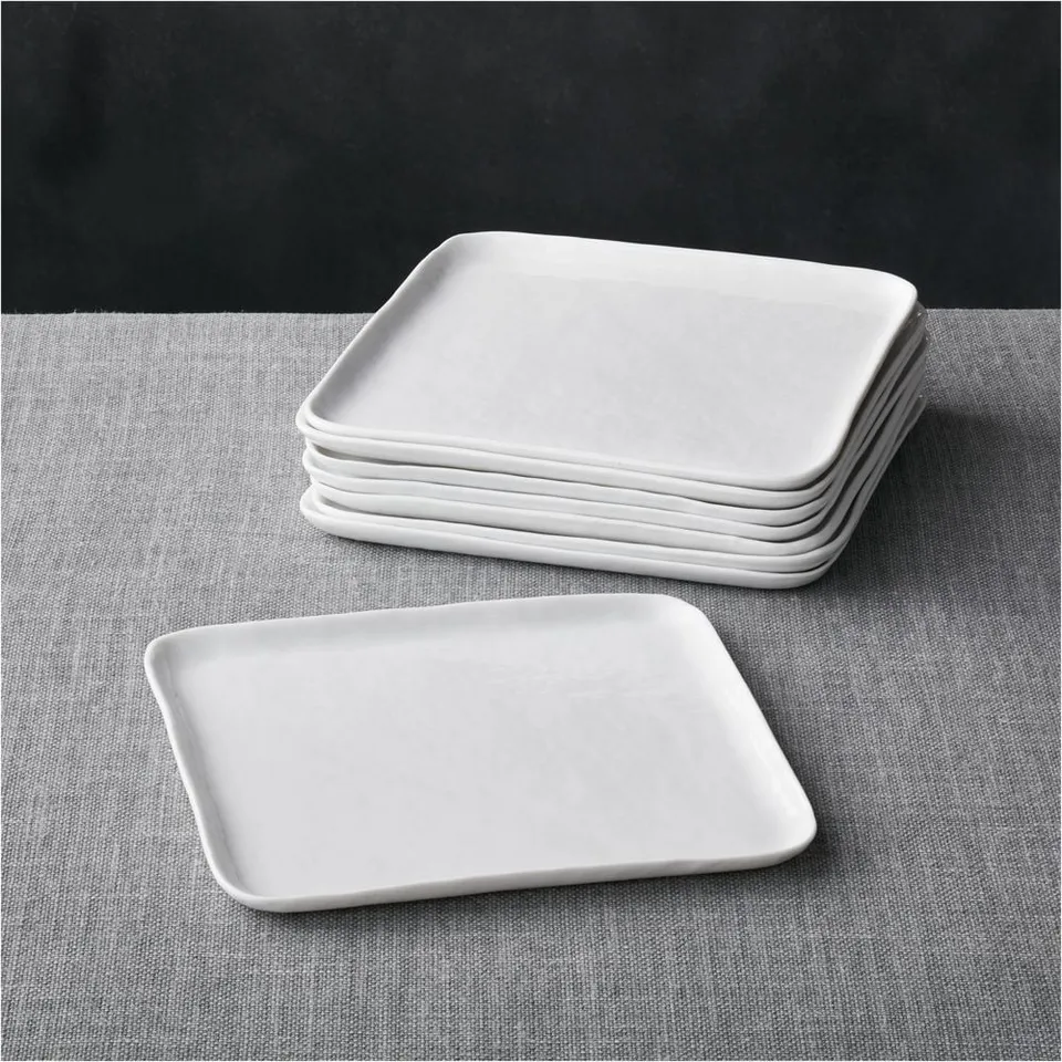 Mercer White Square Porcelain Salad Plates, Set of 8