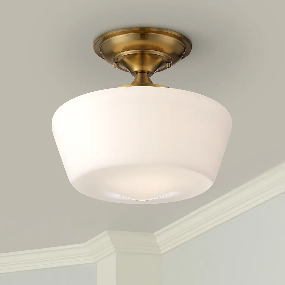 Regecy Hill Lillian 12" Wide Soft Gold Schoolhouse Ceiling Light