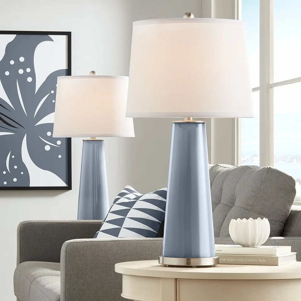 Color Plus Leo 29 1/2" Granite Peak Blue Table Lamps Set of 2