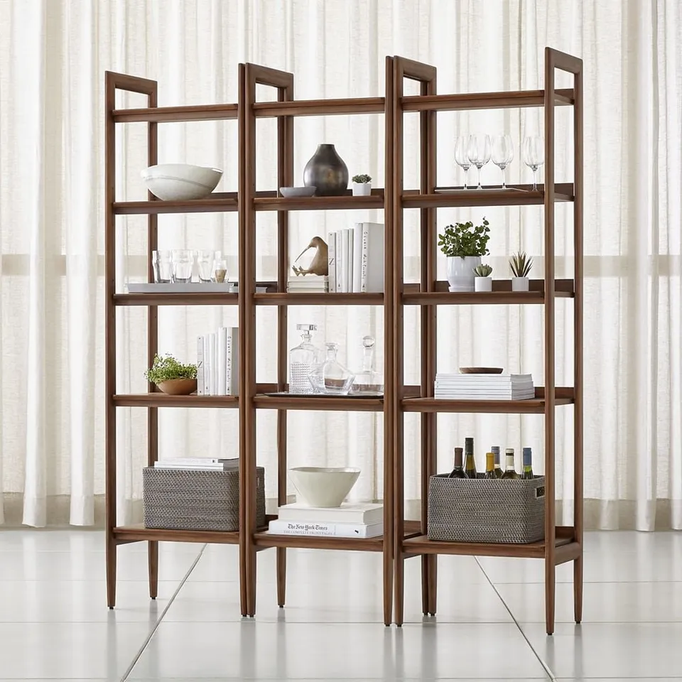 Tate 66" Walnut Bookshelves, Set of 3