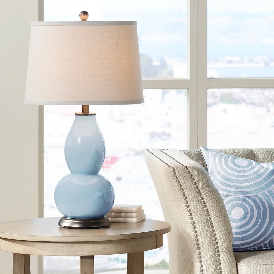 Color Plus Double Gourd 28 3/4" Take Five Blue Table Lamp