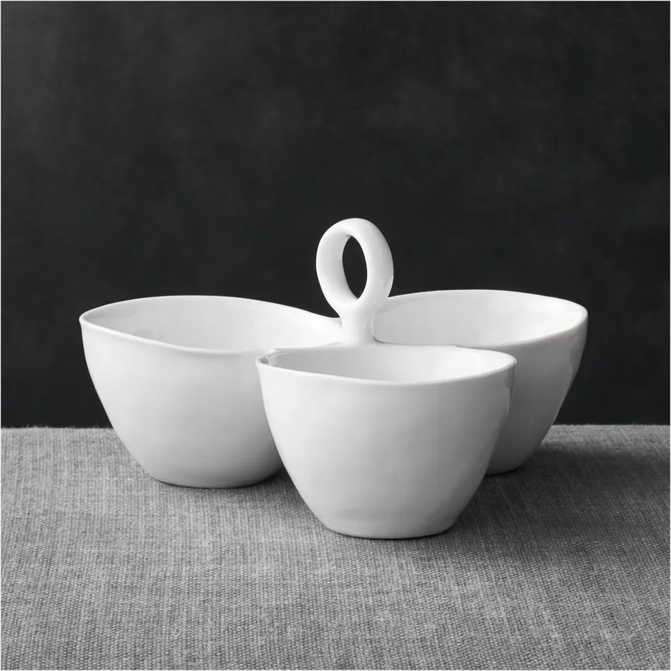 Mercer White Porcelain 3-Part Divided Server