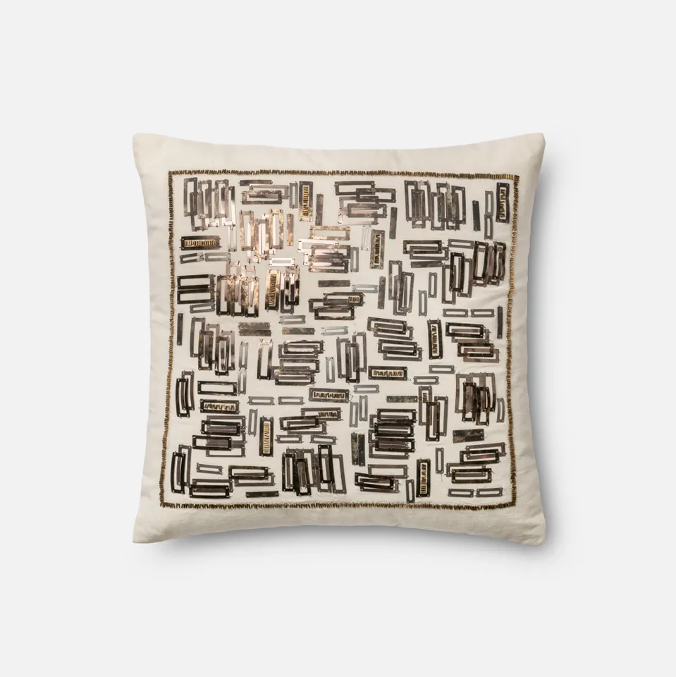 PILLOWS - WHITE / GOLD - 18" X 18" Cover Only