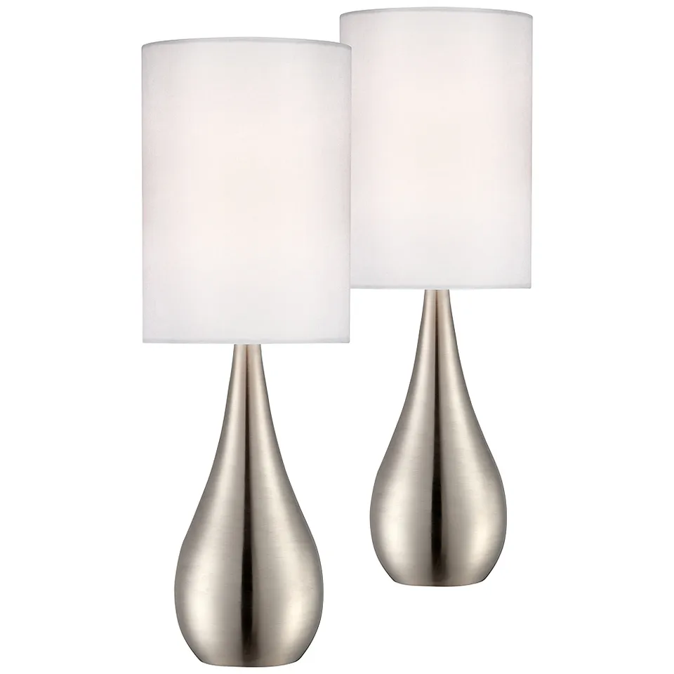 Possini Euro Evans 21" Teardrop Brushed Nickel Table Lamps Set of 2