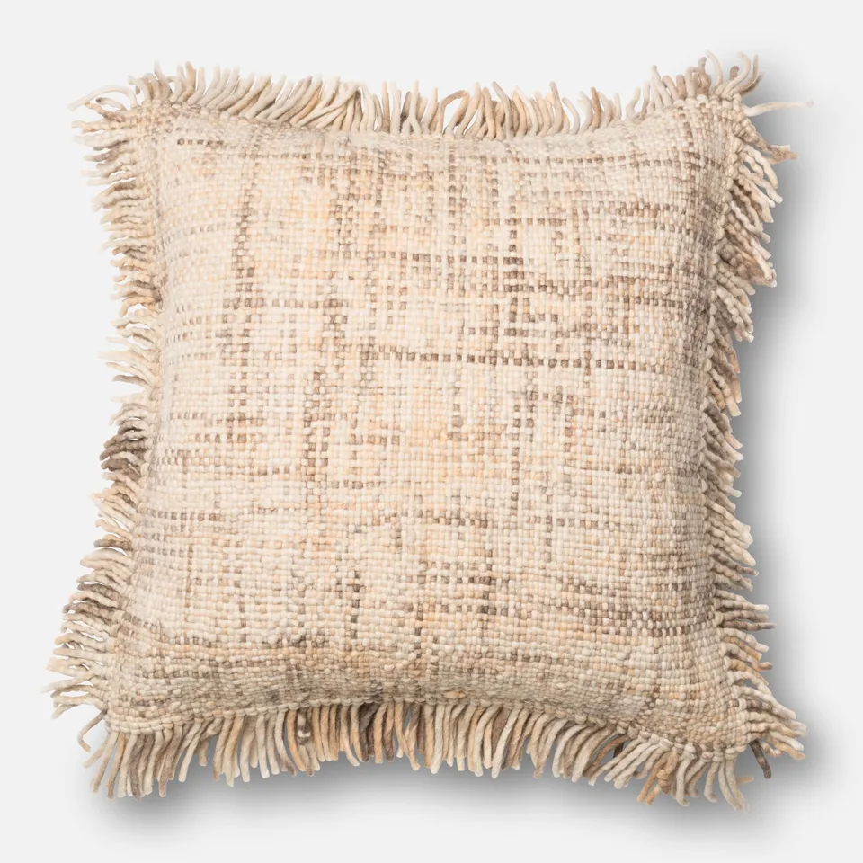 PILLOWS - BEIGE - 22" X 22" Cover w/Down