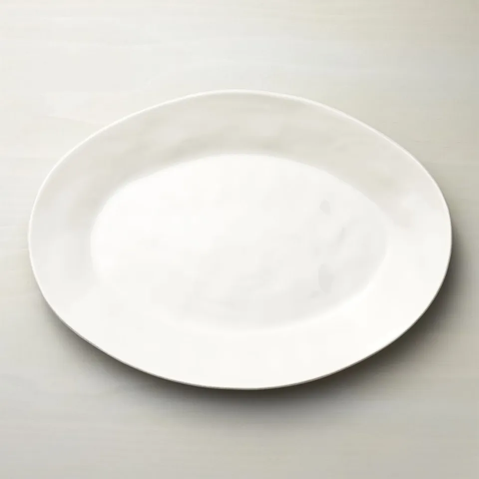 Marin White Large Stoneware Oval Serving Platter