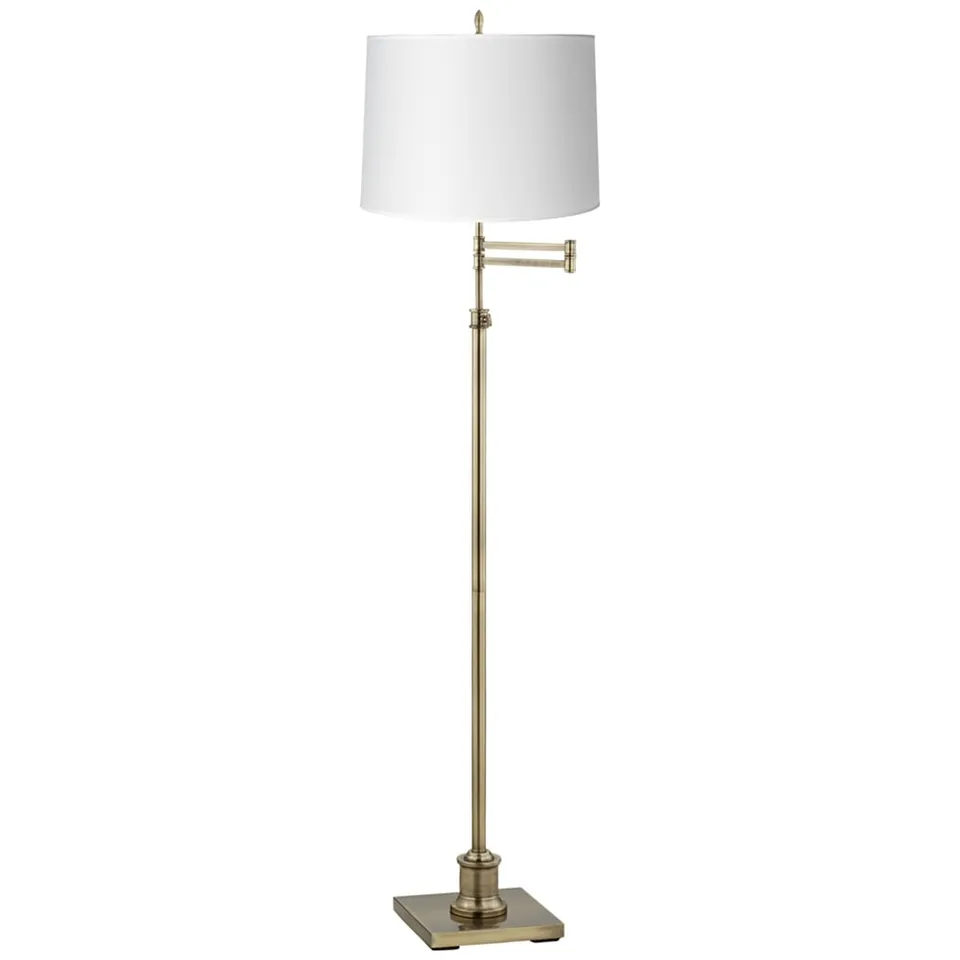 Regency Hill Westbury Paper Shade and Brass Adjustable Swing Arm Floor Lamp
