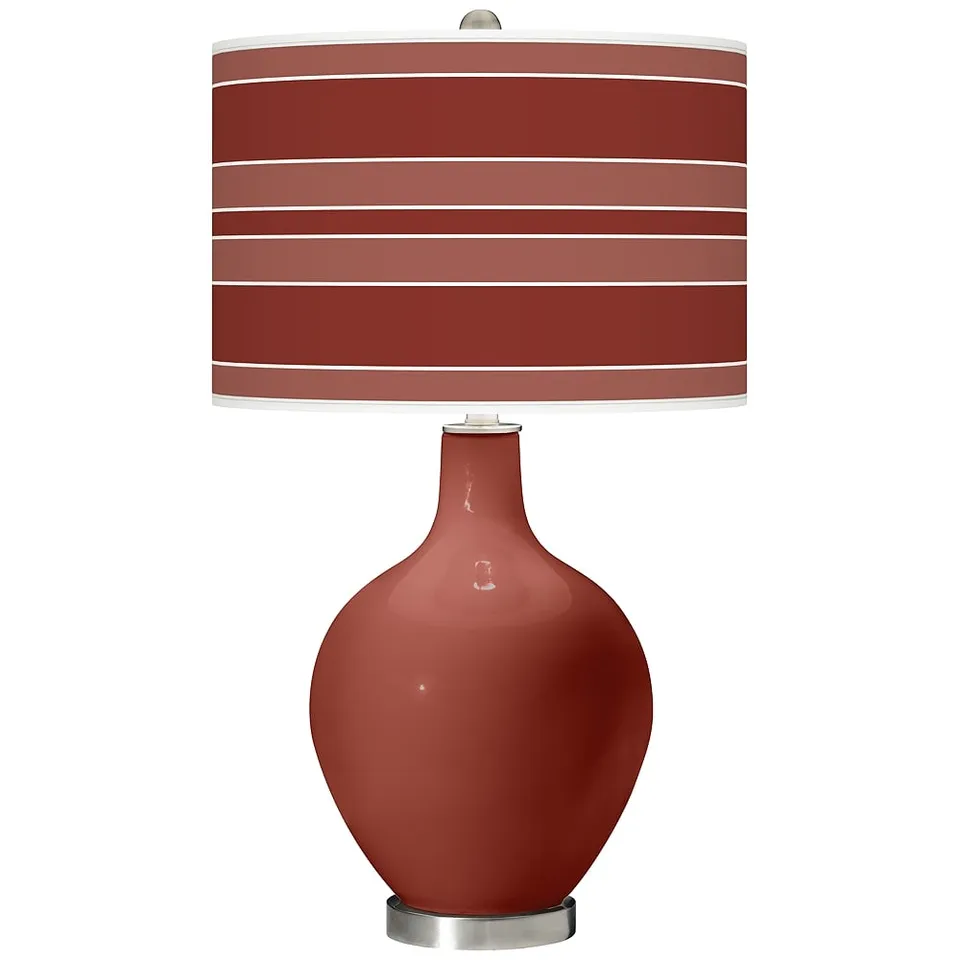 Color Plus Ovo 28 1/2" Bold Stripe Shade Madeira Red Table Lamp