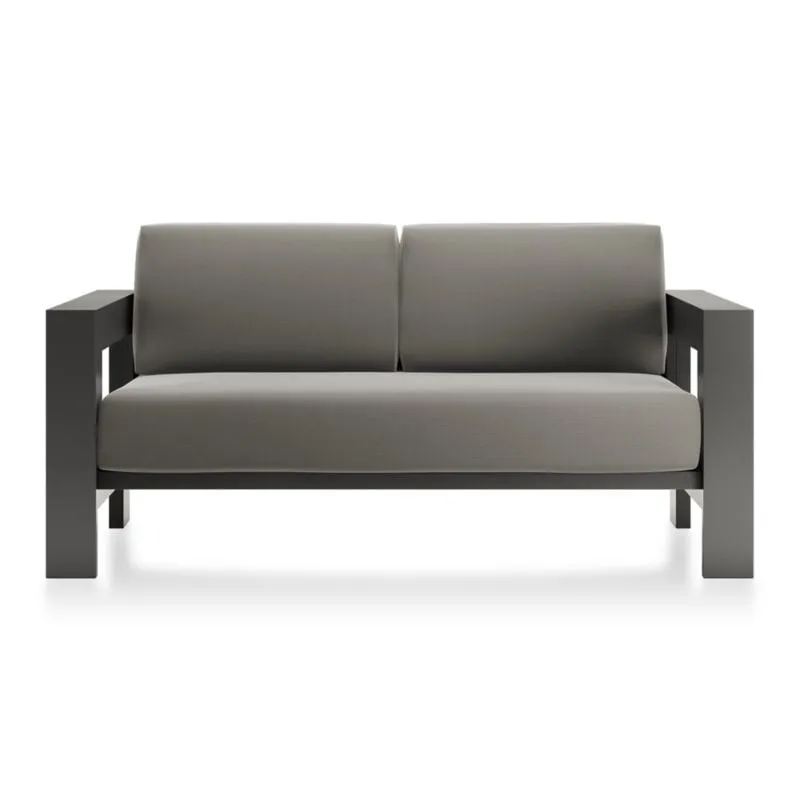 Walker 63" Metal Outdoor Loveseat with Canvas Charcoal Sunbrella ® Cushions