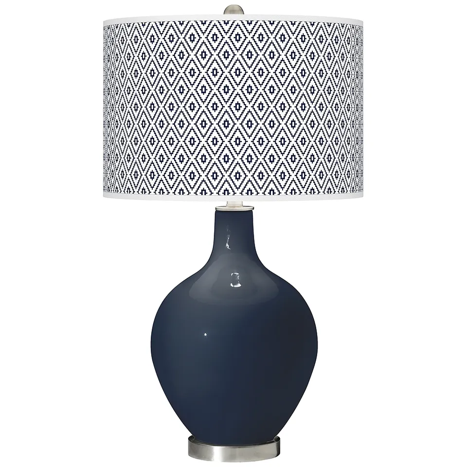 Color Plus Ovo 28 1/2" High Diamonds Shade Naval Blue Table Lamp