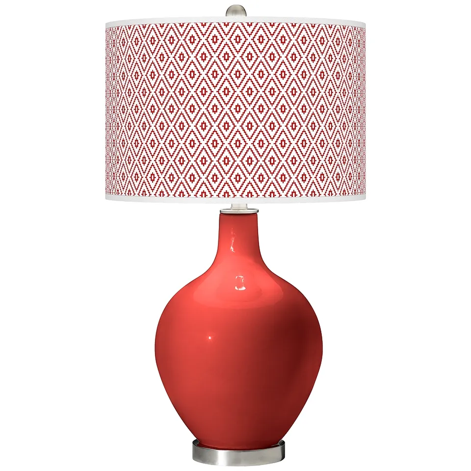 Color Plus Ovo 28 1/2" Diamonds Shade Cherry Tomato Red Table Lamp