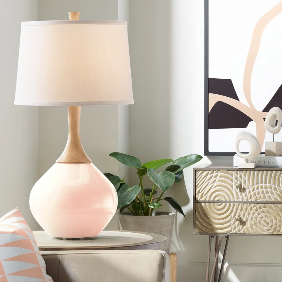 Color Plus Wexler 31" White Shade Linen Base Table Lamp