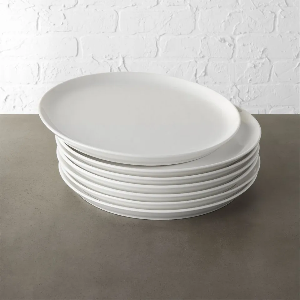 Contact White Ceramic Dinner Plates Set of 8