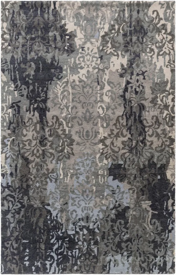 Brocade Black Indoor 5' x 8' Handmade Rug